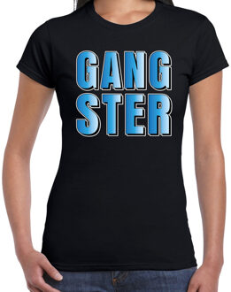 Gangster fun tekst t-shirt zwart dames M