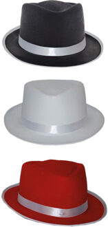 Gangster hoed diverse kleuren Rood - Zalm, Zwart, Wit - Transparant