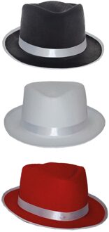Gangster hoed diverse kleuren Rood - Zalm, Zwart, Wit - Transparant