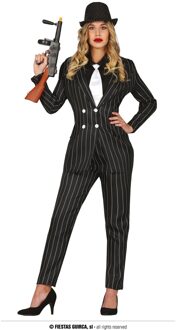 Gangster Krijtstreep Kostuum Dames Zwart