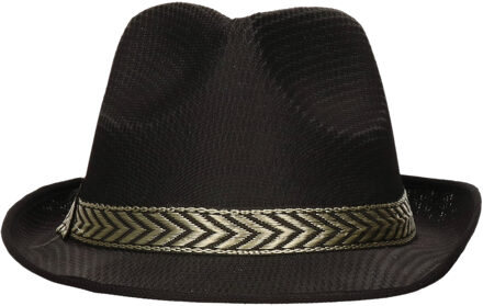 Gangster Maffia hoed - zwart - 59 cm - carnaval - verkleedhoeden - voor volwassenen