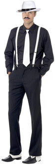 Gangster/Maffia verkleedkleding setje wit - hoed - stropdas - bretels - voor heren