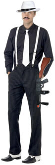 Gangster verkleedkleding setje wit - hoed - stropdas - machinegeweer - voor heren