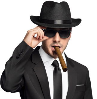 Gangster verkleedkleding setje zwart - hoed - stropdas - zonnebril - sigaar - voor heren