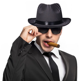Gangster verkleedkleding setje zwart - hoed - stropdas - zonnebril - sigaar - voor heren