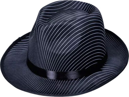 gansterhoed - met krijtstreep - voor volwassenen - zwart - carnaval verkleed hoeden