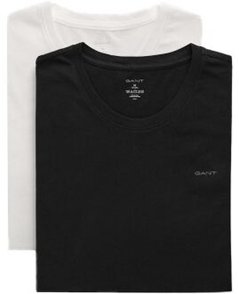Gant 2 stuks Basic Crew Neck T-Shirt Zwart,Wit,Versch.kleure/Patroon,Blauw - Medium,Large,X-Large,XX-Large