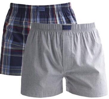 Gant 2 stuks Boxer Woven Shorts Blauw,Versch.kleure/Patroon,Grijs - Medium,XX-Large
