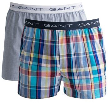 Gant 2 stuks Cotton With Fly Boxer Shorts Blauw,Rood,Wit,Versch.kleure/Patroon - Medium,Large,X-Large,XX-Large