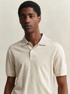Gant 2Tone Piqué Poloshirt Ecru Beige - 3XL,L,M,XL,XXL