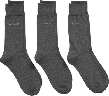 Gant 3-pack gemerceriseerde katoenen sokken in antraciet Houtskool