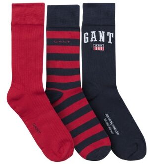 Gant 3 stuks Cotton Socks Gift Box Blauw,Versch.kleure/Patroon,Grijs,Rood - One Size