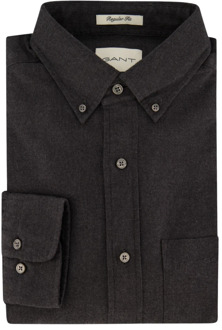Gant Antraciet Button-Down Overhemd met Borstzak Gant , Gray , Heren - Xl,L,M