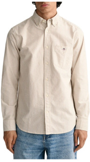 Gant Banker Stripe Overhemd Gant , Beige , Heren - 3XL