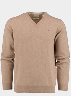 Gant Beige Lamswollen Trui Gant , Beige , Heren - 2Xl,Xl,L,M,4Xl,5Xl,3Xl