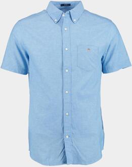 Gant Casual hemd korte mouw reg cotton linen ss shirt 3230053/471 Blauw - XL