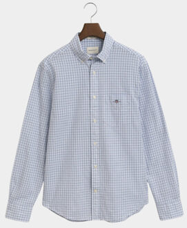 Gant Casual hemd lange mouw reg classic poplin micro chec 3250214/427 Blauw - XXXL