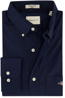 Gant Casual Overhemd Poplin Navy Donkerblauw - 3XL,4XL,L,M,S