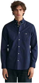 Gant Casual Overhemd Poplin Navy Donkerblauw - M,S