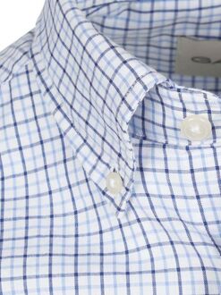 Gant Casual Overhemd Poplin Ruit Blauw Lichtblauw