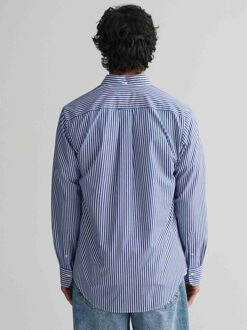 Gant Casual Overhemd Streep Blauw - XXL