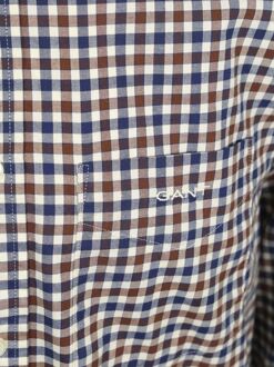 Gant Casual Overhemd Twill Ruit Bruin - 3XL,L,M,XXL