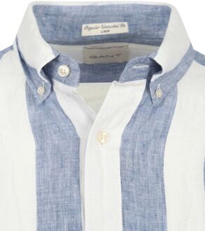 Gant College Overhemd Linnen Streep Blauw - M,XL