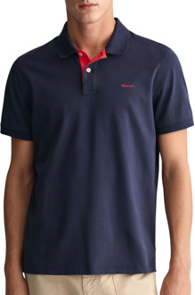 Gant Contrast Piqué Polo Heren donkerblauw - rood - XXL