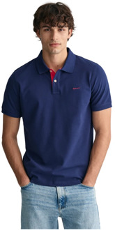 Gant Contrast Piqué Polo Shirt Gant , Blue , Heren - 2Xl,Xl,M,5Xl,3Xl,4Xl