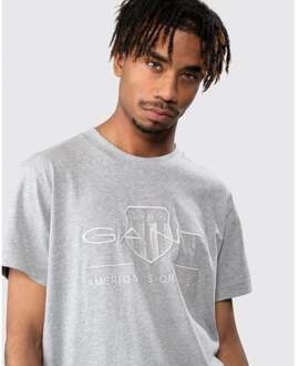 Gant D1. Tonal Archive Shield heren-T-shirt - maat M Grijs