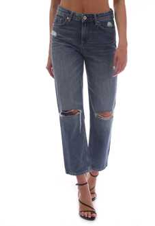 Gant Dames Gant Camie Relaxed Fit Cropped Ripped Jeans in Blauw - maat