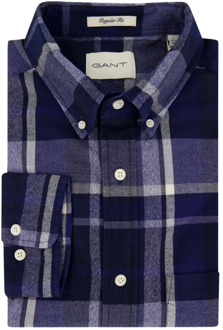 Gant Donkerblauw Geruite Borstzak Overhemd Gant , Blue , Heren - XL