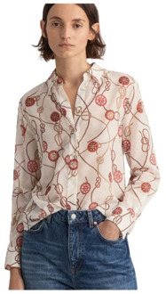 Gant Gedrukt katoenen en zijden overhemd Gant , Multicolor , Dames - Xl,M