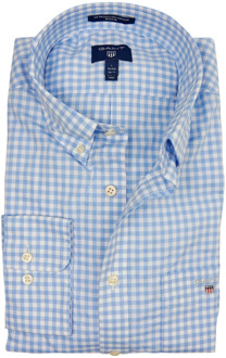 Gant geruit regular fit overhemd blauw - M