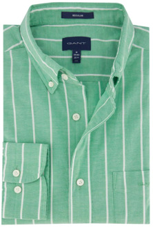 Gant Gestreept Groen Casual Overhemd Gant , Green , Heren - L