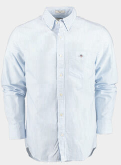 Gant Gestreept Oxford Overhemd Lichtblauw - L - Heren
