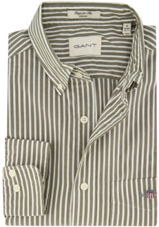 Gant Groen Gestreept Overhemd Gant , Beige , Heren - L,M