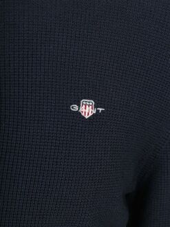 Gant Half Zip Trui Micro Textured Navy Donkerblauw - 3XL,L,M,XL,XXL