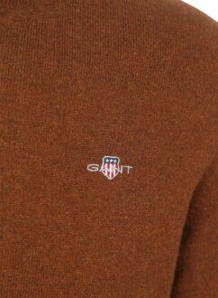 Gant Halfzip Wol Trui Logo Bruin - L,XL,XXL