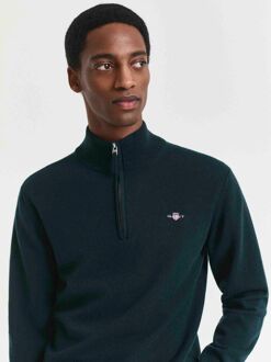 Gant Halfzip Wol Trui Logo Groen - L,XL