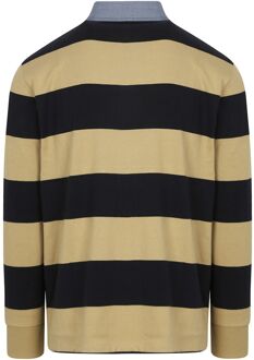Gant Heavy Rugger Shield Longsleeve Polo Streep Navy Beige Blauw - L,M,XXL