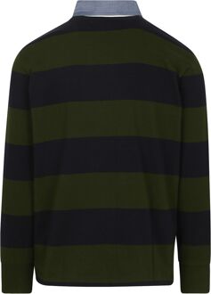Gant Heavy Rugger Shield Longsleeve Polo Streep Navy Groen Donkergroen - 3XL,XL