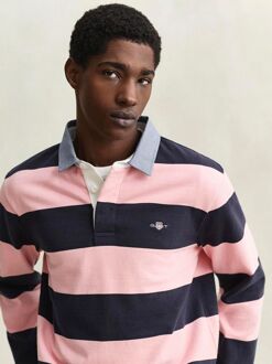 Gant Heavy Rugger Shield Polo Streep Navy Roze - L,M,XL