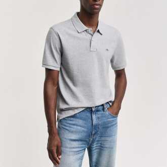 Gant Heren Gant Geborduurd Archive Shield Poloshirt in Grijs - maat S