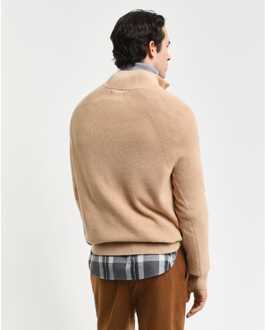 Gant Heren Gant geribd katoenen wollen half-rits sweater in Khaki Kaki - XL