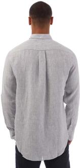 Gant Heren Gestreept Linnen Regular Overhemd (Wit) - S