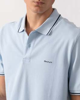 Gant Heren Korte Mouw Tipping Pique Polo Lichtblauw