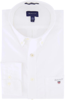Gant Heren Overhemd Wit Button-down Poplin Regular Fit - 5XL
