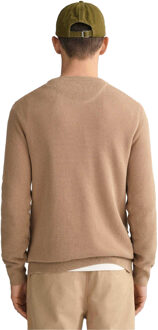 Gant Heren Pique Crew Neck Sweatshirt (Khaki) Kaki