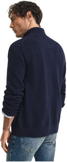 Gant Heren Piqué Katoenen Vest met Volledige Ritssluiting (Blauw) - maat XL